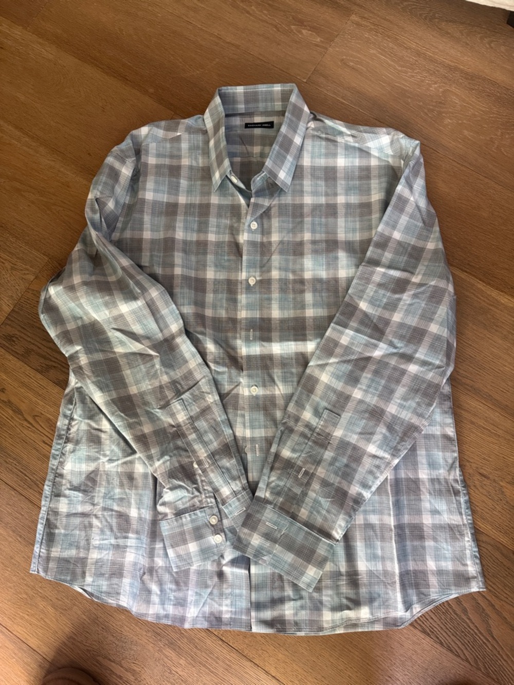 Zachary Prell Plaid Dress Shirt - Light Gray & Blue